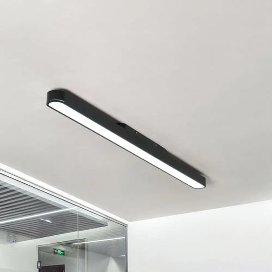 Modern Black/Silver Oval Led Flush Light For Office - 23.5’/35.5’/47’ Wide Black / 23.5’