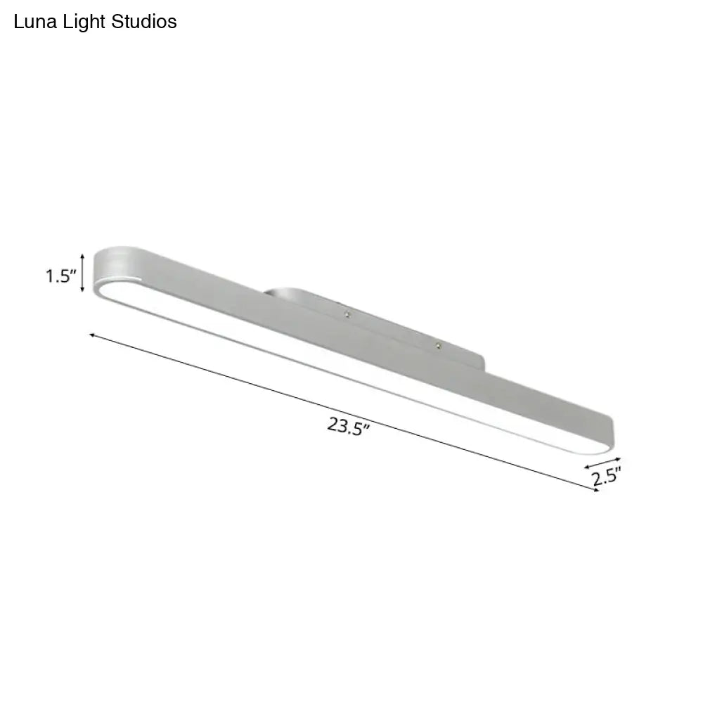 Modern Black/Silver Oval Led Flush Light For Office - 23.5/35.5/47 Wide