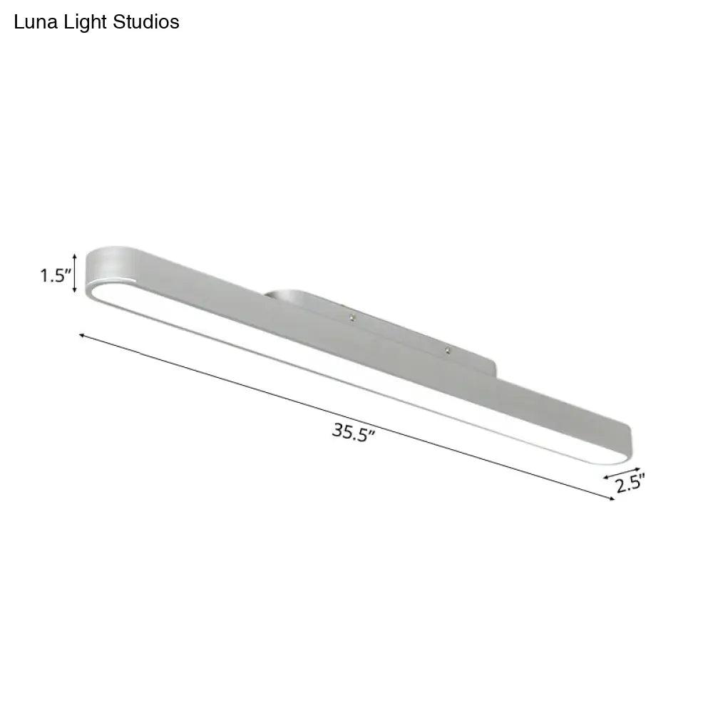 Modern Black/Silver Oval Led Flush Light For Office - 23.5/35.5/47 Wide