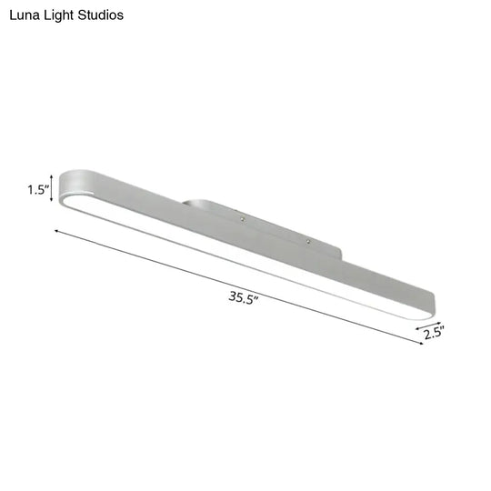 Modern Black/Silver Oval Led Flush Light For Office - 23.5/35.5/47 Wide