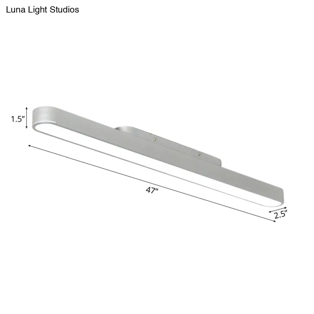 Modern Black/Silver Oval Led Flush Light For Office - 23.5/35.5/47 Wide