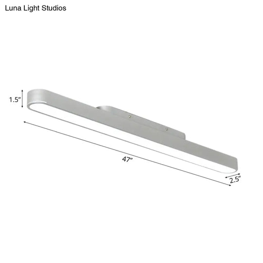 Modern Black/Silver Oval Led Flush Light For Office - 23.5/35.5/47 Wide