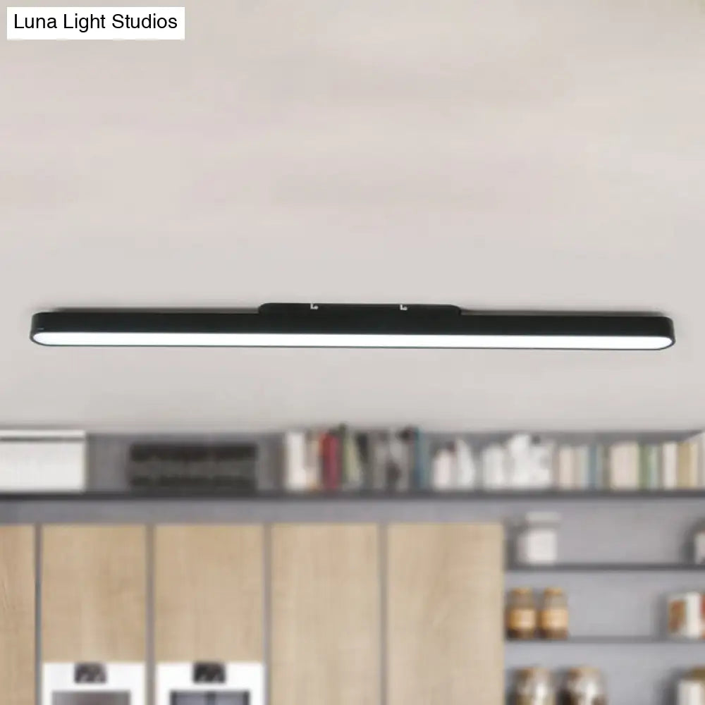 Modern Black/Silver Oval Led Flush Light For Office - 23.5/35.5/47 Wide