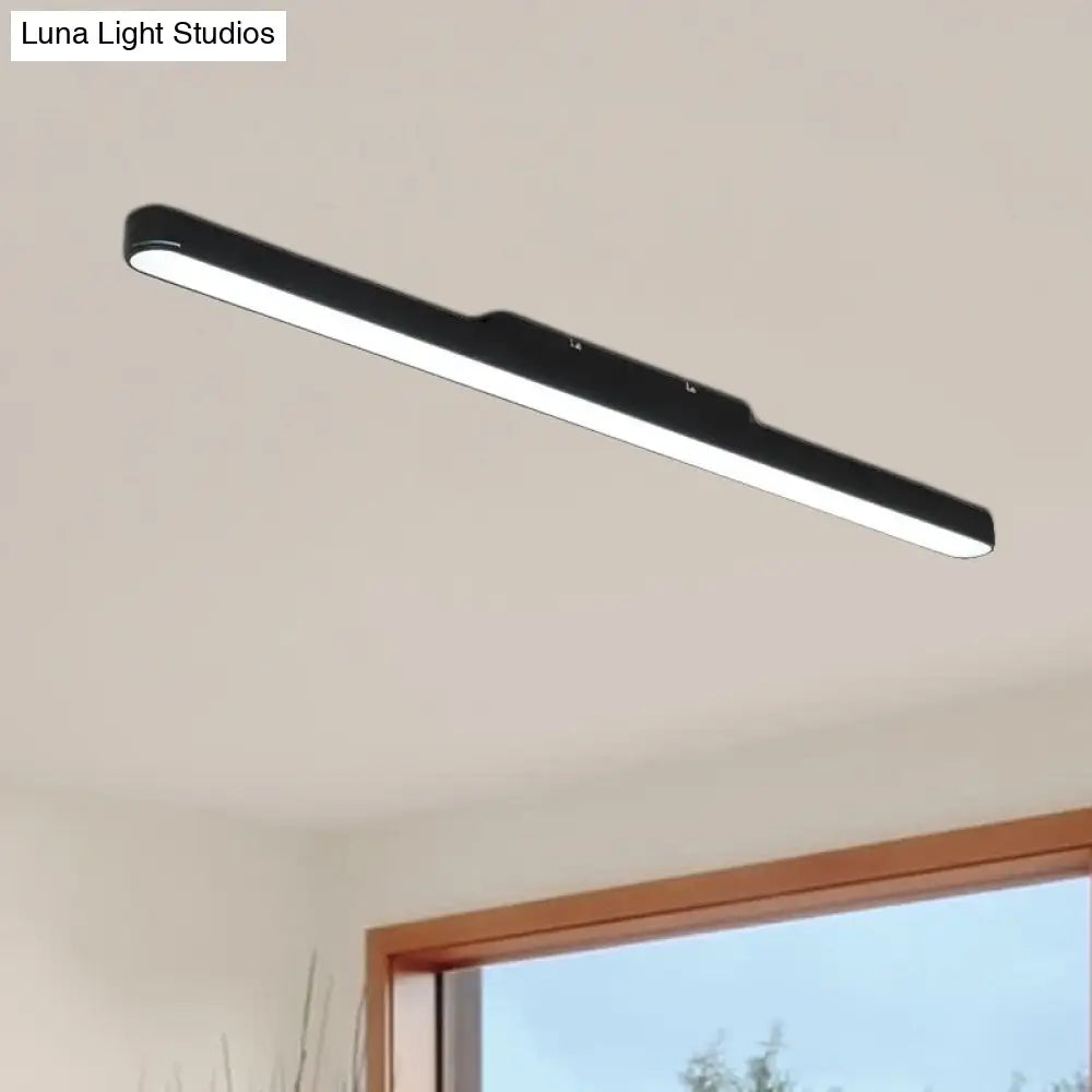 Modern Black/Silver Oval Led Flush Light For Office - 23.5/35.5/47 Wide