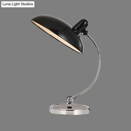 Modern Black Small Desk Lamp With Flat Metal Shade - 1 Head Dining Room Task Light