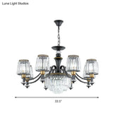 Modern Black Sputnik Chandelier - Crystal Rod Hanging Light Fixture 8/10/12 Lights Wide Design