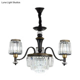 Modern Black Sputnik Chandelier - Crystal Rod Hanging Light Fixture 8/10/12 Lights Wide Design