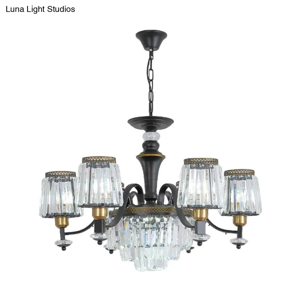 Modern Black Sputnik Chandelier - Crystal Rod Hanging Light Fixture 8/10/12 Lights Wide Design