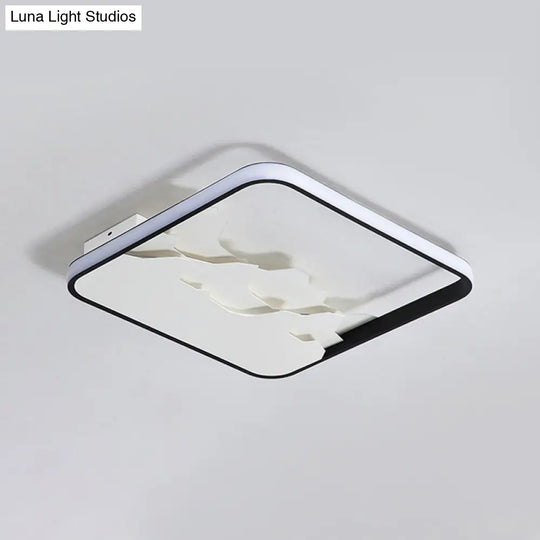 Modern Black Square Frame Flushmount Led Ceiling Light Fixture Crack Design Warm/White/Natural