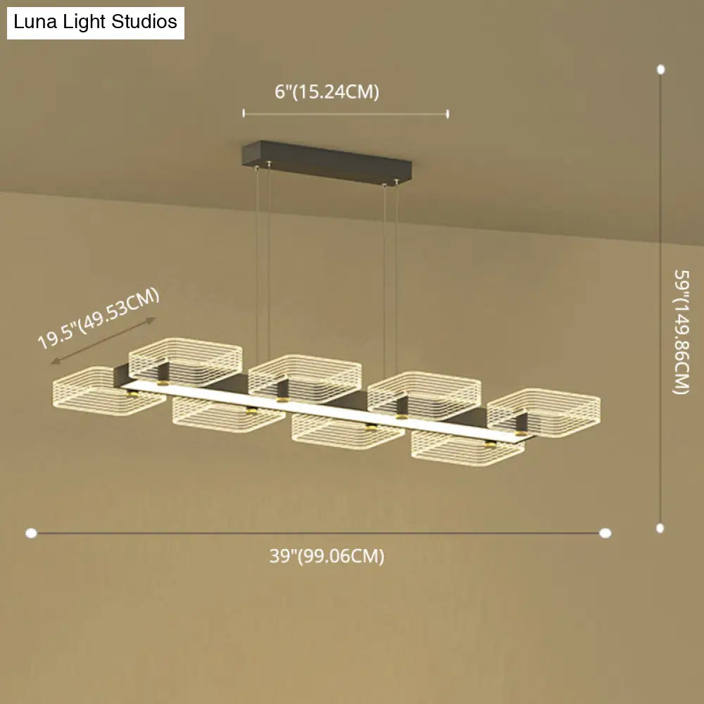 Modern Black Squares Island Suspension Light For Acrylic Dining Room Fixture