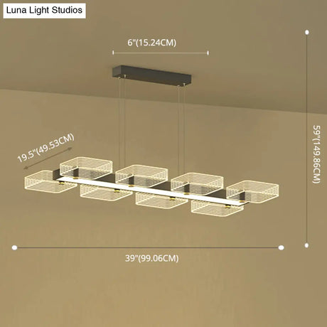 Modern Black Squares Island Suspension Light For Acrylic Dining Room Fixture