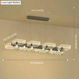 Modern Black Squares Island Suspension Light For Acrylic Dining Room Fixture
