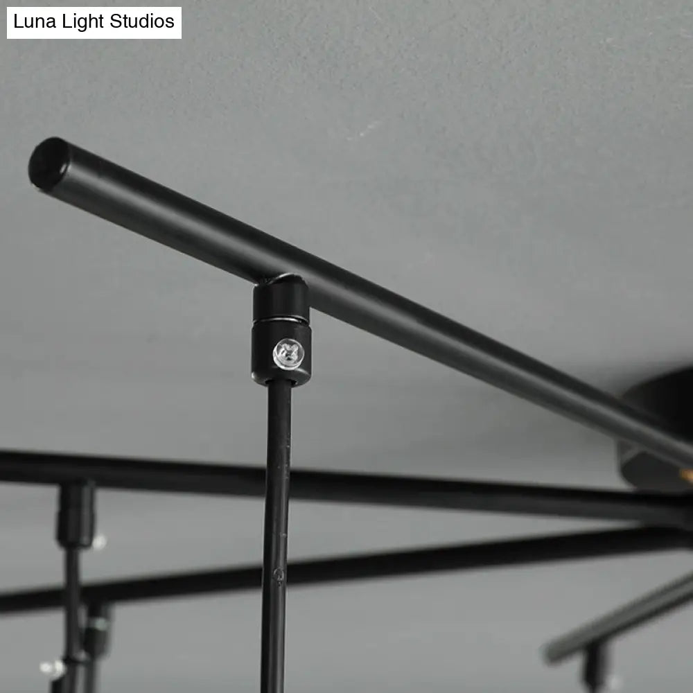 Modern Black Starburst Chandelier With Opal Glass - Elegant Hanging Lamp For Bedroom 4/7/9 Lights