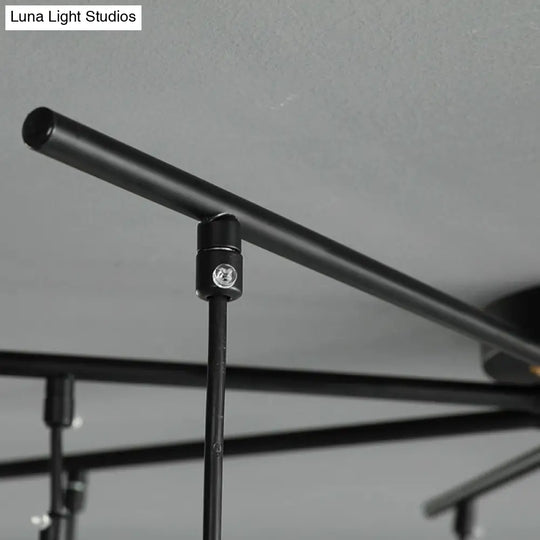 Modern Black Starburst Chandelier With Opal Glass - Elegant Hanging Lamp For Bedroom 4/7/9 Lights