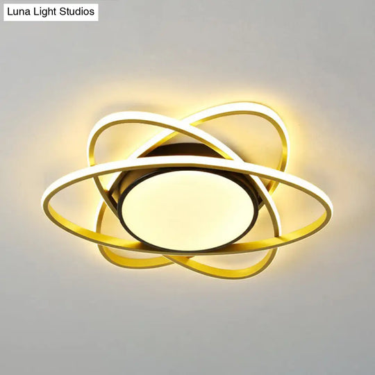 Modern Black Surface Mount Led Ceiling Light With Metallic Floral Design / 23 Third Gear