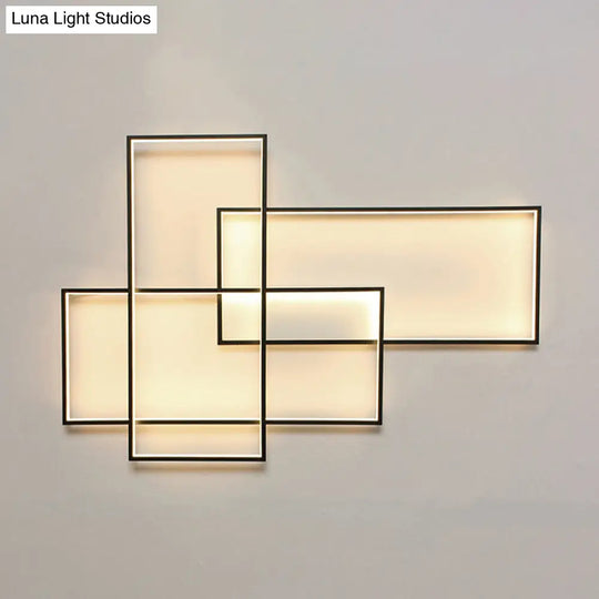 Modern Black Traverse Wall Sconce - 20.5/30 Wide Acrylic Light In Warm/White