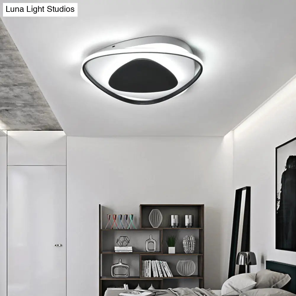 Modern Black Triangle Led Ceiling Light Fixture - Warm/White Acrylic Flush Mount Lighting / White