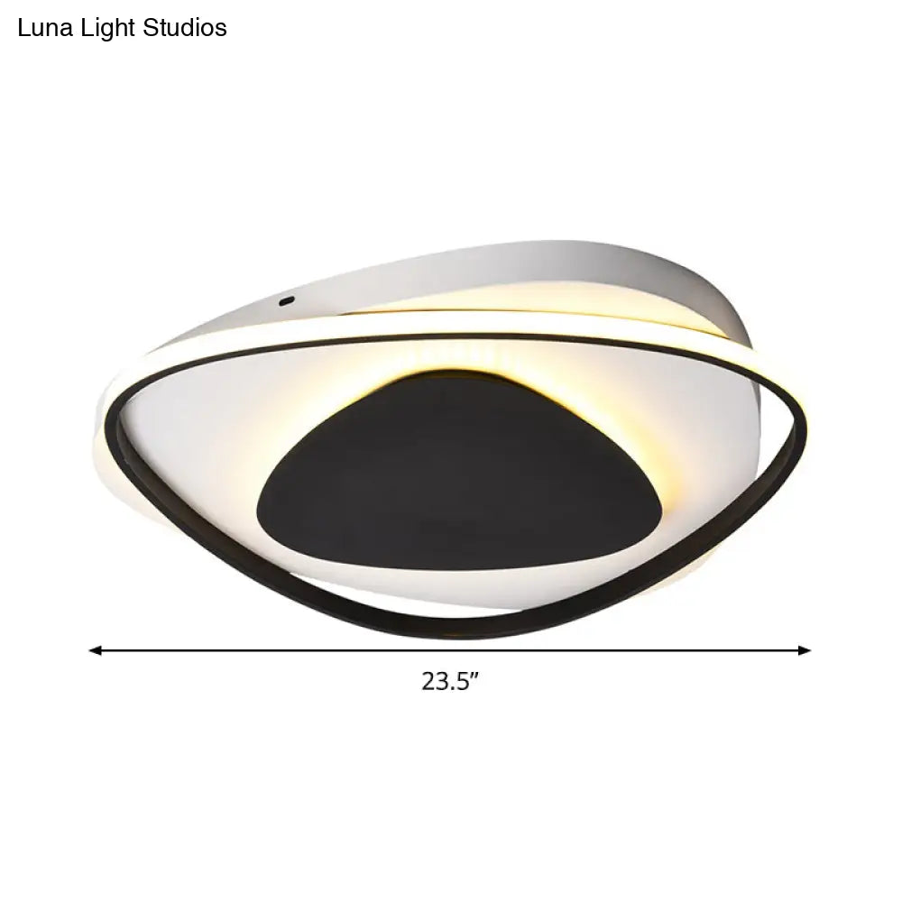 Modern Black Triangle Led Ceiling Light Fixture - Warm/White Acrylic Flush Mount Lighting