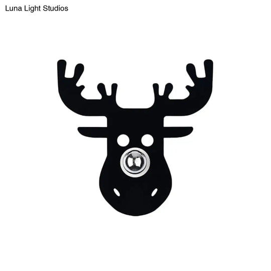 Modern Black Wall Light With Deer Metal Shade For Bedroom Sconce Lighting
