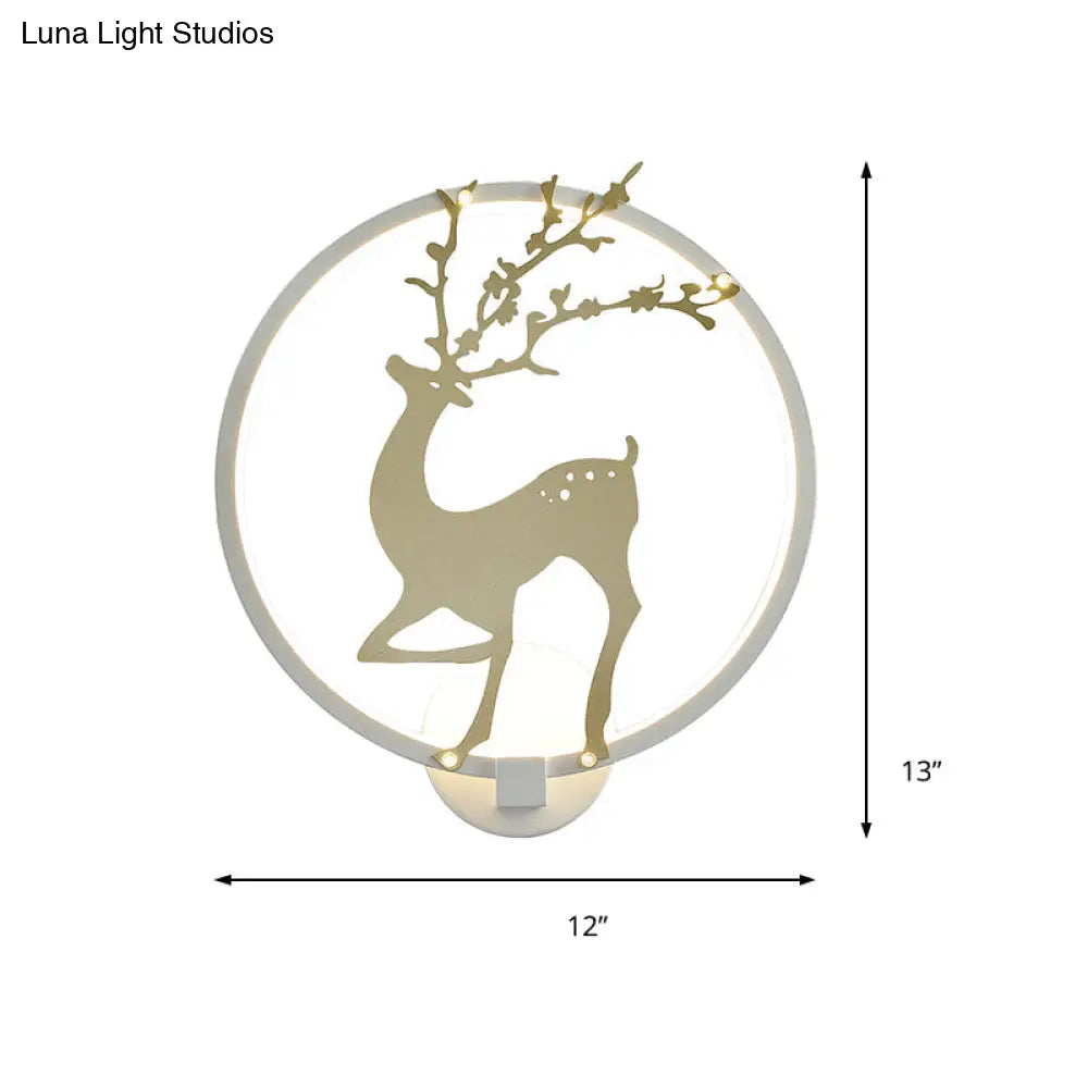 Modern Black/White Acrylic Led Ring Sconce: Wall Mount Lighting With Sika Deer Design