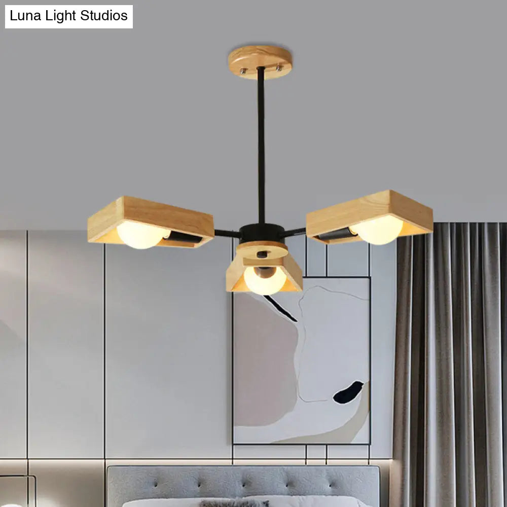 Modern Black/White Burst Flush Mount Chandelier With Swivelable Frame - 3/5 Bulbs Wood Semi Ceiling