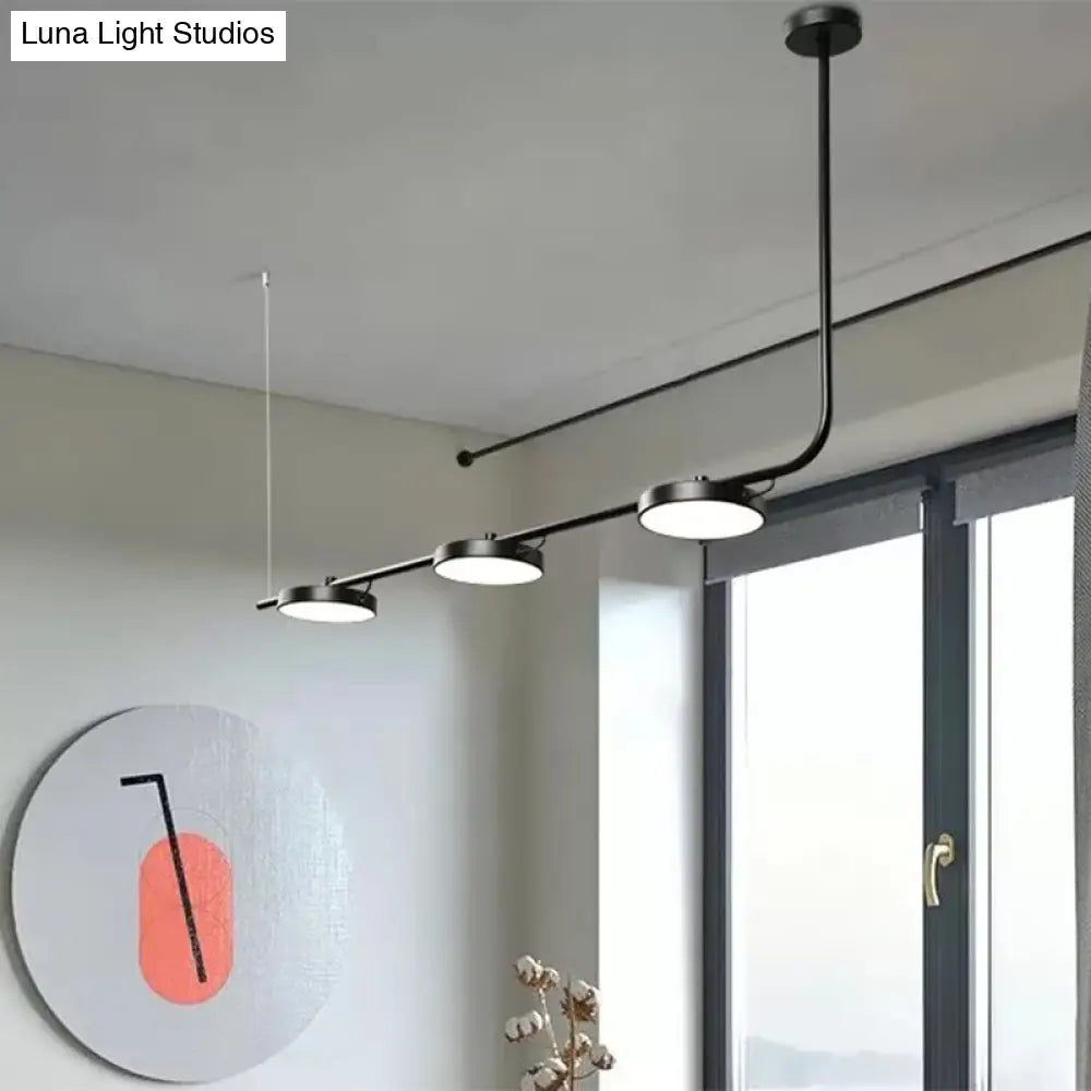 Modern Black/White Chandelier With Drum Shade - 2/3 Lights Island Lighting For Dining Room 3 / Black
