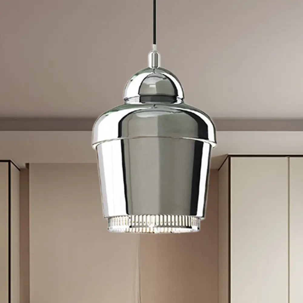 Modern Black/White/Chrome Jar Pendant Ceiling Light - Stylish Iron Hanging Chrome