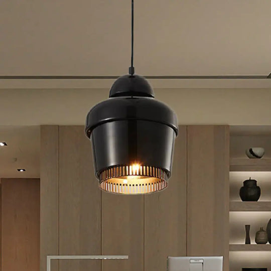 Modern Black/White/Chrome Jar Pendant Ceiling Light - Stylish Iron Hanging Black
