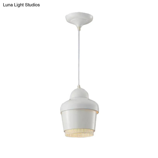 Modern Black And White Jar Pendant Light With Chrome Accents