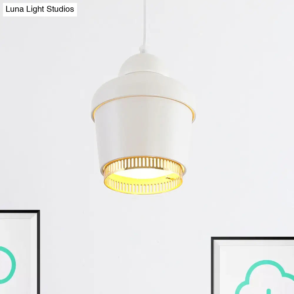 Modern Black And White Jar Pendant Light With Chrome Accents