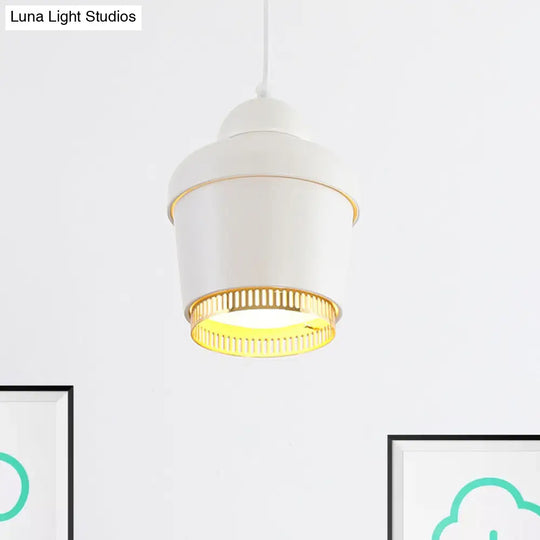 Modern Black And White Jar Pendant Light With Chrome Accents