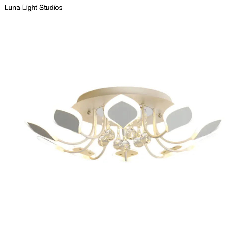 Modern Black/White Crystal Ceiling Light With Raindrop Shade – 10/12 Heads Parlor Flush Mount