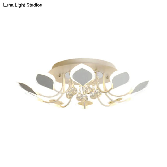 Modern Black/White Crystal Ceiling Light With Raindrop Shade – 10/12 Heads Parlor Flush Mount