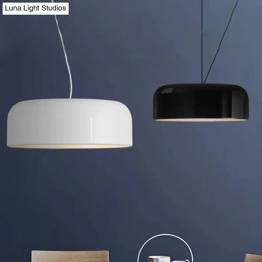 Modern Black/White Dome Hanging Ceiling Light Single Head Metal Pendant Fixture - 14/19/23.5 Wide