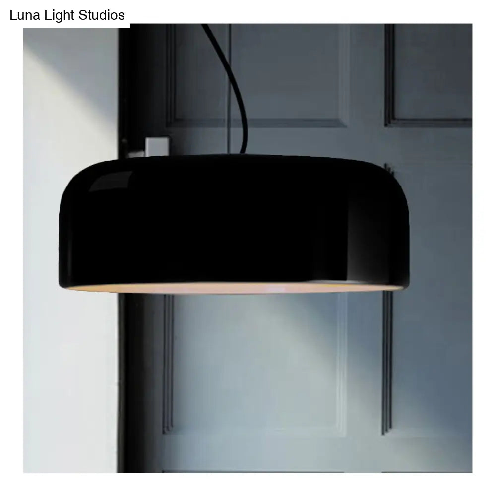 Modern Black/White Dome Hanging Ceiling Light Single Head Metal Pendant Fixture - 14/19/23.5 Wide