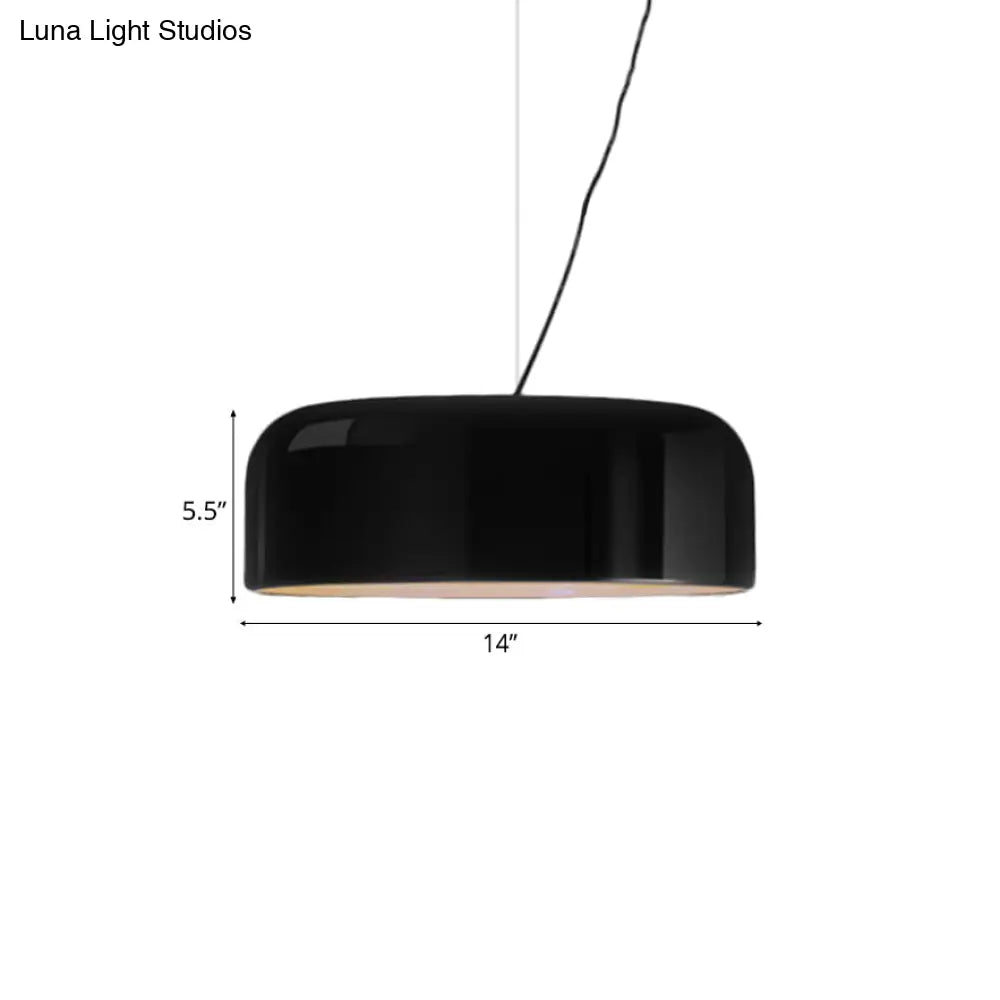 Modern Black/White Dome Hanging Ceiling Light Single Head Metal Pendant Fixture - 14/19/23.5 Wide