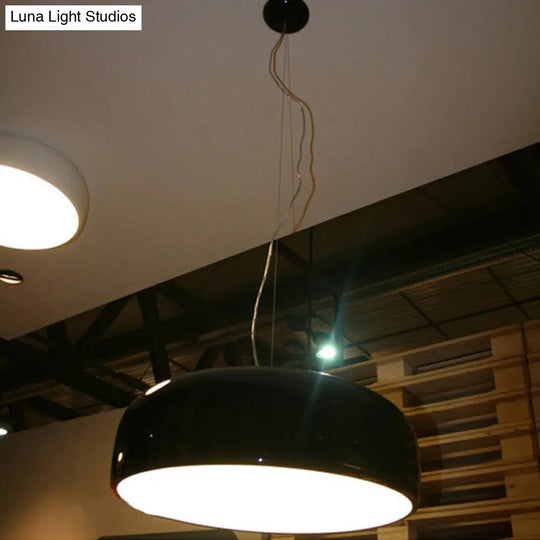 Modern Black/White Dome Hanging Ceiling Light Single Head Metal Pendant Fixture - 14/19/23.5 Wide