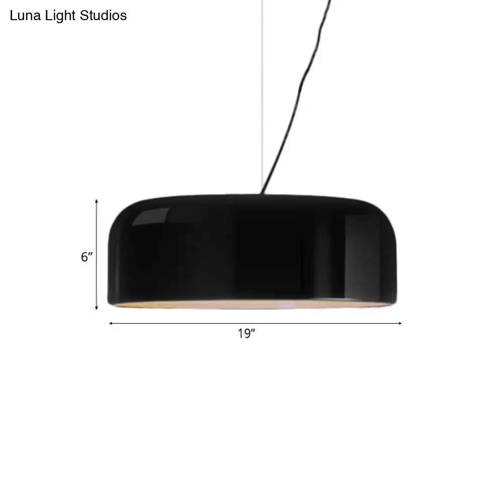 Modern Black/White Dome Hanging Ceiling Light Single Head Metal Pendant Fixture - 14/19/23.5 Wide