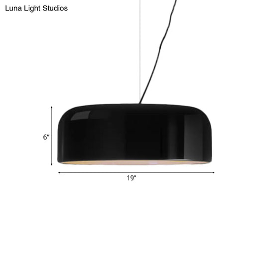 Modern Black/White Dome Hanging Ceiling Light Single Head Metal Pendant Fixture - 14/19/23.5 Wide