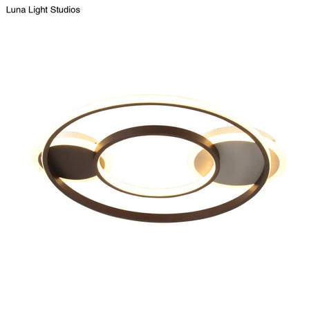 Modern Black & White Flush Mount Led Lamp For Bedroom - White/Warm Light