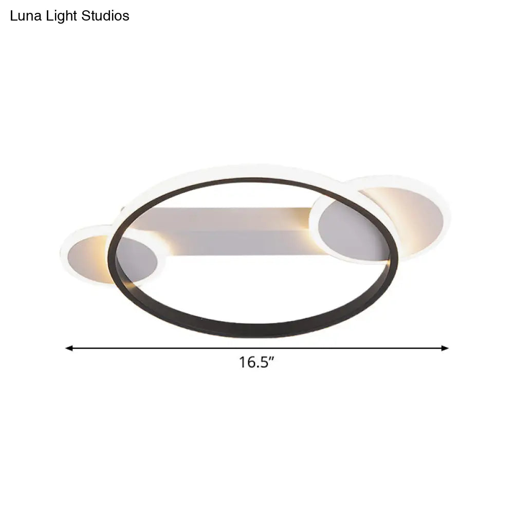 Modern Black-White Hoop Silica Gel Ceiling Light - 16.5/20.5 Diameter Led Flush Mount With
