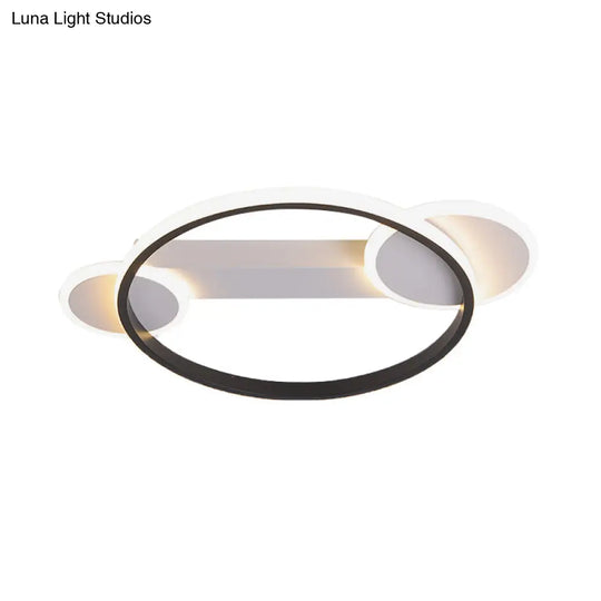 Modern Black-White Hoop Silica Gel Ceiling Light - 16.5’/20.5’ Diameter Led Flush Mount With