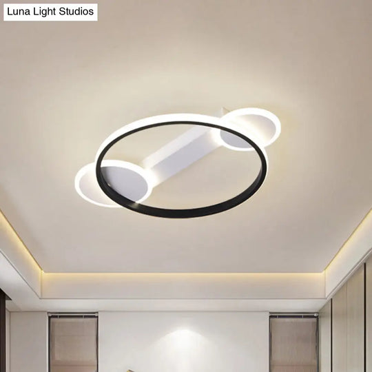 Modern Black-White Hoop Silica Gel Ceiling Light - 16.5/20.5 Diameter Led Flush Mount With