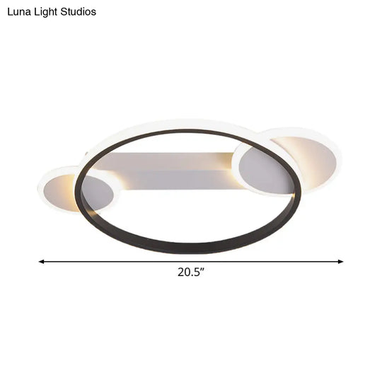 Modern Black-White Hoop Silica Gel Ceiling Light - 16.5/20.5 Diameter Led Flush Mount With