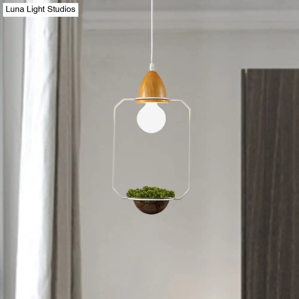 Modern Black/White Industrial Metal Led Pendant Light For Restaurant - Oval/Rectangle/Urn Design