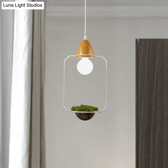 Modern Black/White Industrial Metal Led Pendant Light For Restaurant - Oval/Rectangle/Urn Design