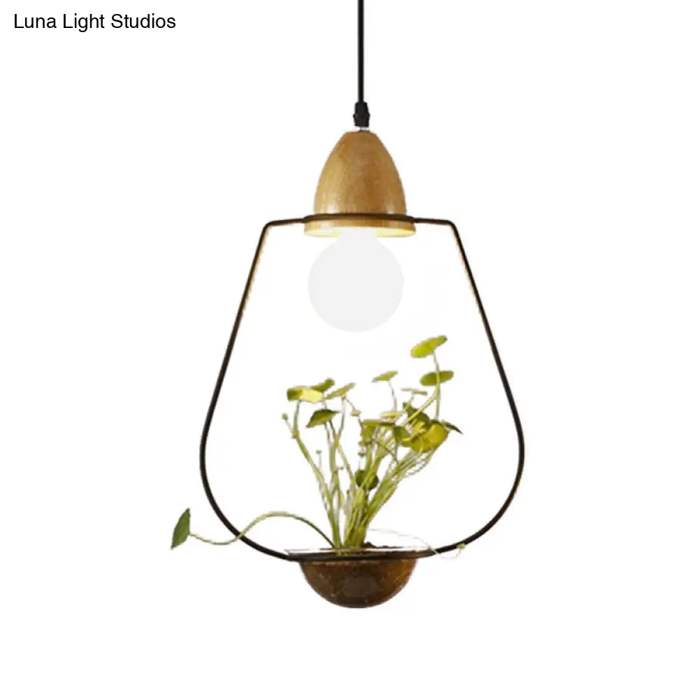 Modern Black/White Industrial Metal Led Pendant Light For Restaurant - Oval/Rectangle/Urn Design