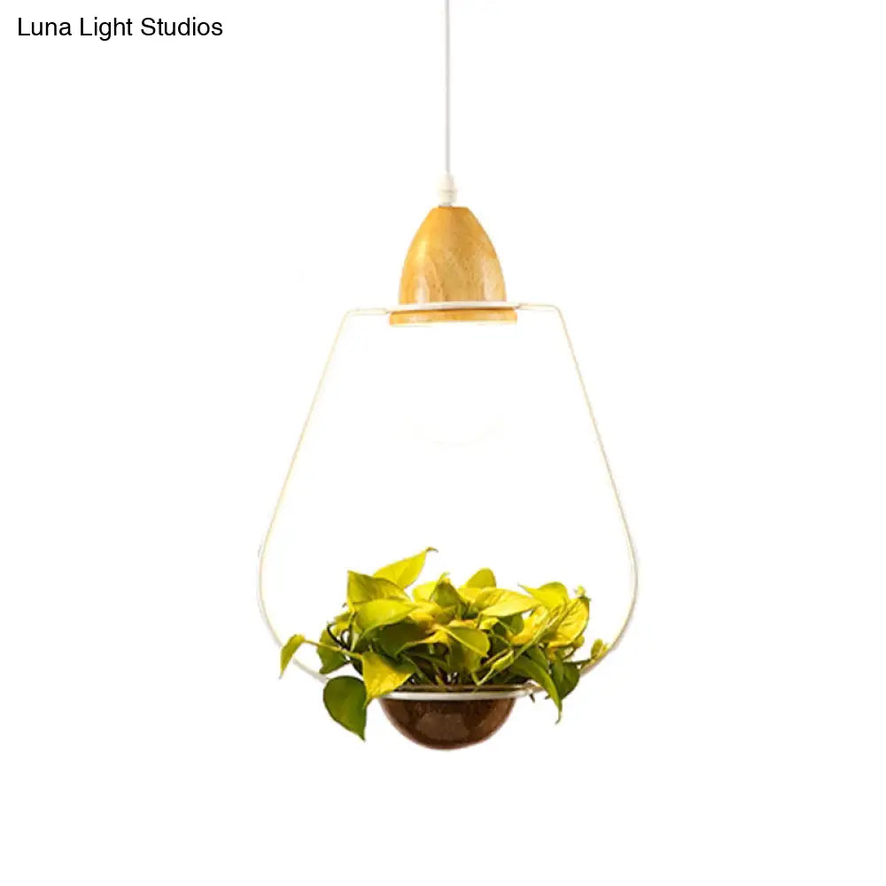 Modern Black/White Industrial Metal Led Pendant Light For Restaurant - Oval/Rectangle/Urn Design