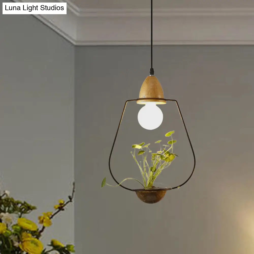 Modern Black/White Industrial Metal Led Pendant Light For Restaurant - Oval/Rectangle/Urn Design