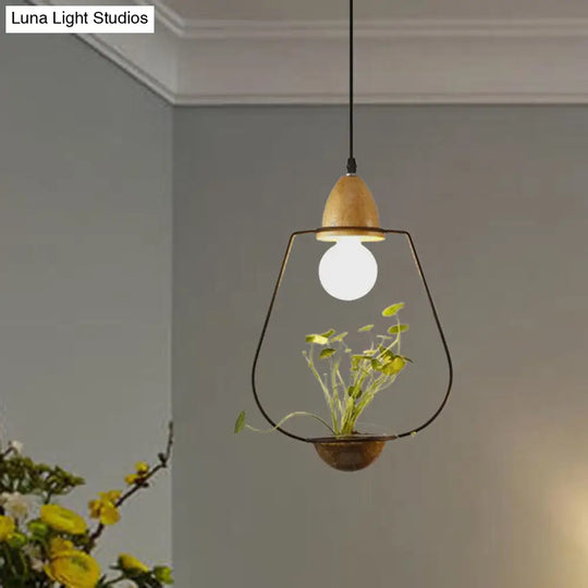 Modern Black/White Industrial Metal Led Pendant Light For Restaurant - Oval/Rectangle/Urn Design